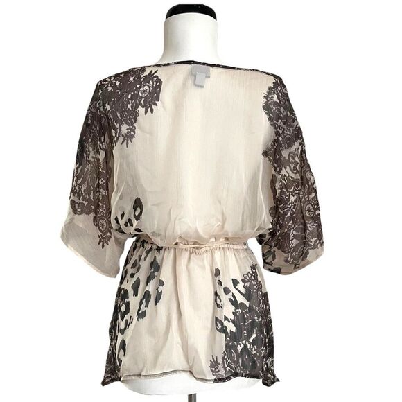 Converse Y2K Sheer Floral Leopard Top M Whimsigoth Festival Fairy Grunge Sheer - Picture 2 of 11